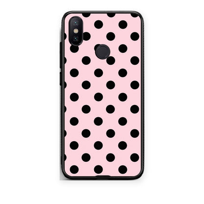 Θήκη Xiaomi Mi A2 Black Polka Dots on Pink από τη Smartfits με σχέδιο στο πίσω μέρος και μαύρο περίβλημα | Xiaomi Mi A2 Black Polka Dots on Pink case with colorful back and black bezels