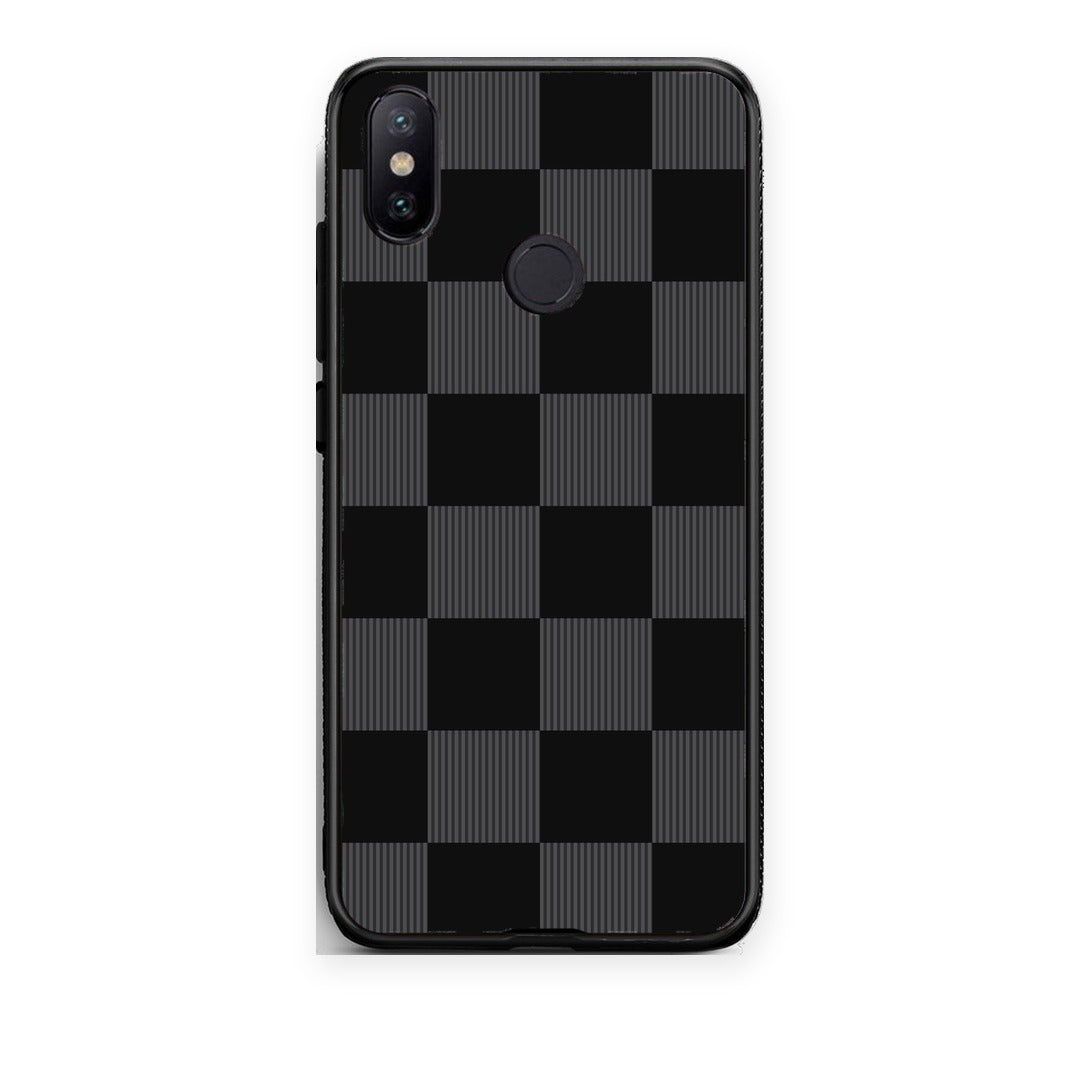 Θήκη Xiaomi Mi A2 Black and Charcoal Striped Checks από τη Smartfits με σχέδιο στο πίσω μέρος και μαύρο περίβλημα | Xiaomi Mi A2 Black and Charcoal Striped Checks case with colorful back and black bezels