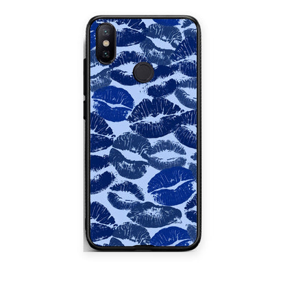 Θήκη Xiaomi Mi A2 Blue Lipstick Kisses από τη Smartfits με σχέδιο στο πίσω μέρος και μαύρο περίβλημα | Xiaomi Mi A2 Blue Lipstick Kisses case with colorful back and black bezels