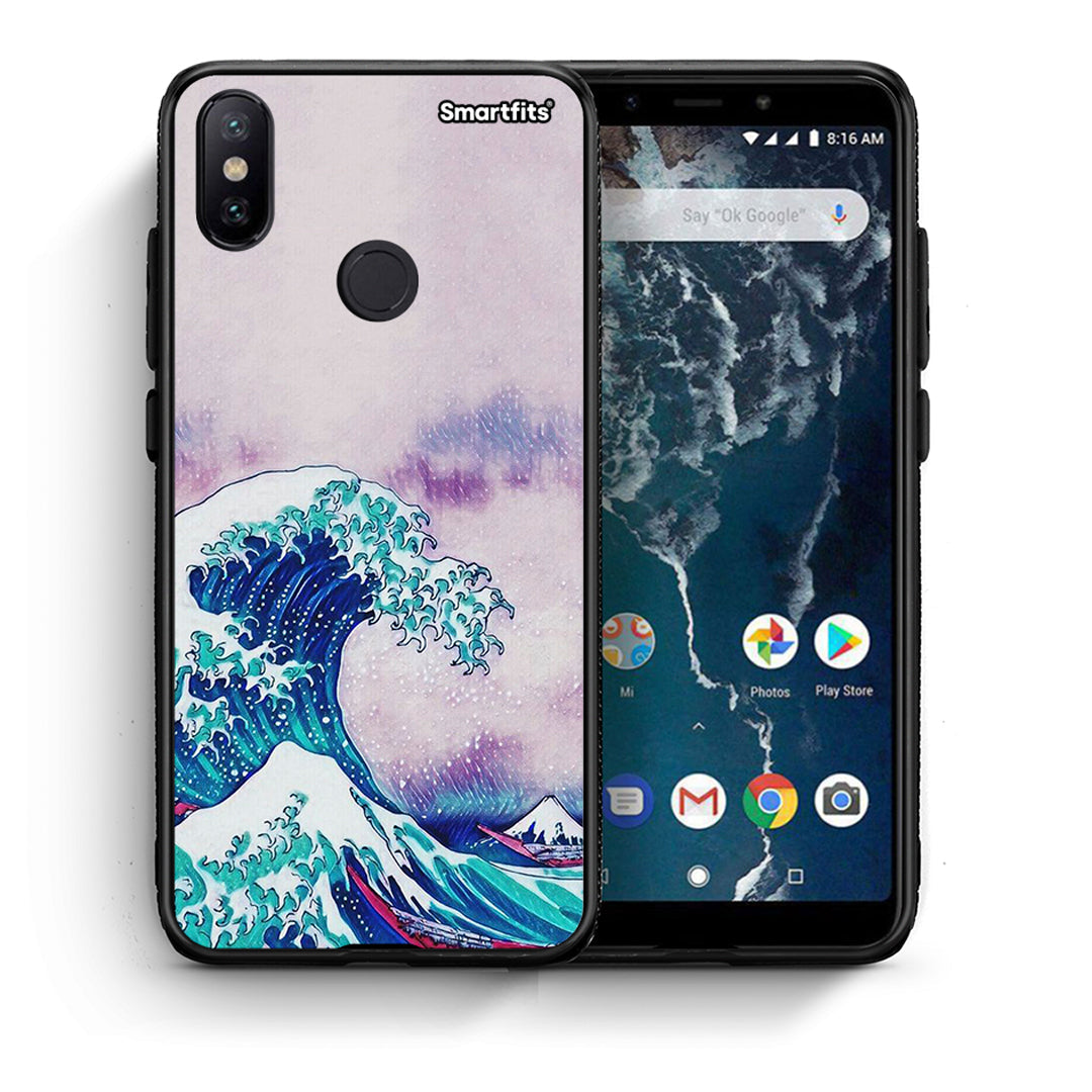 Θήκη Xiaomi Mi A2 Blue Waves από τη Smartfits με σχέδιο στο πίσω μέρος και μαύρο περίβλημα | Xiaomi Mi A2 Blue Waves case with colorful back and black bezels