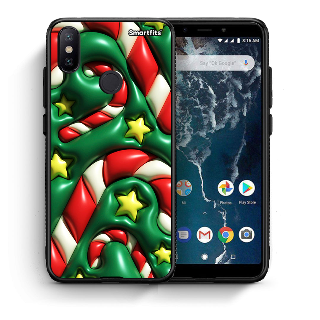 Θήκη Xiaomi Mi A2 Christmas Bubbles από τη Smartfits με σχέδιο στο πίσω μέρος και μαύρο περίβλημα | Xiaomi Mi A2 Christmas Bubbles case with colorful back and black bezels