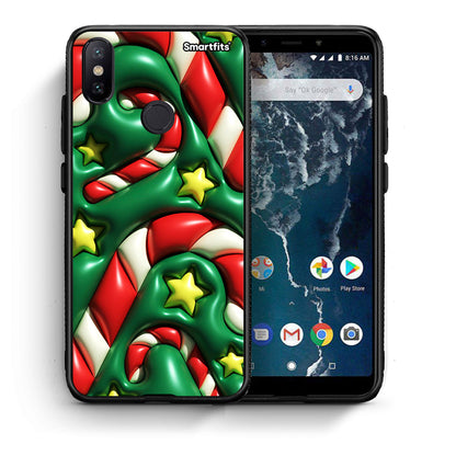 Θήκη Xiaomi Mi A2 Christmas Bubbles από τη Smartfits με σχέδιο στο πίσω μέρος και μαύρο περίβλημα | Xiaomi Mi A2 Christmas Bubbles case with colorful back and black bezels