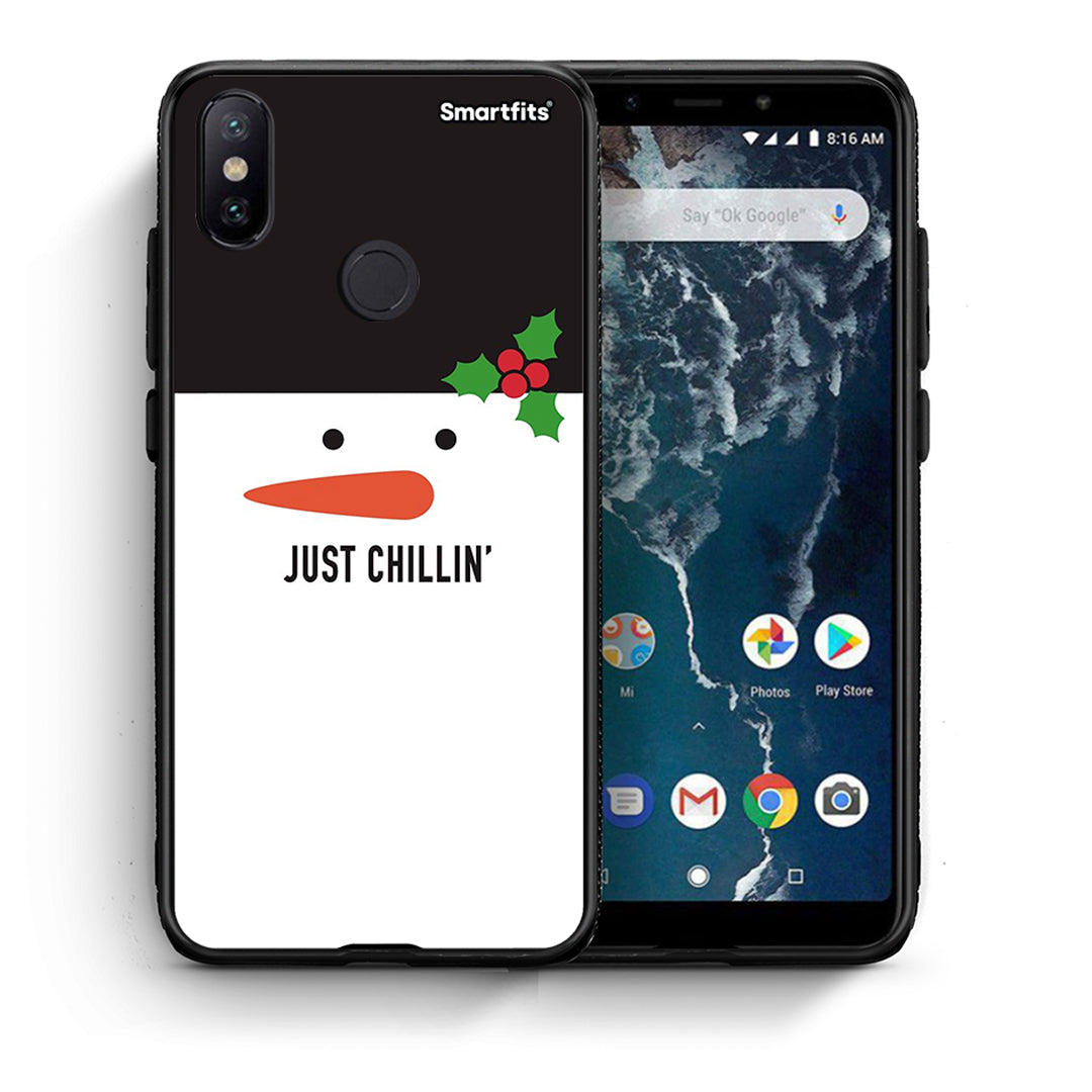 Θήκη Xiaomi Mi A2 Christmas Chillin από τη Smartfits με σχέδιο στο πίσω μέρος και μαύρο περίβλημα | Xiaomi Mi A2 Christmas Chillin case with colorful back and black bezels