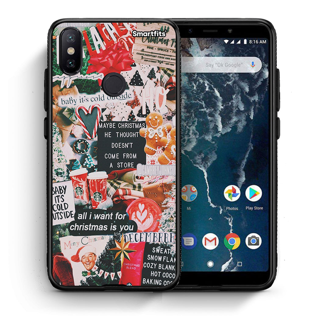 Θήκη Xiaomi Mi A2 Christmas Happiness από τη Smartfits με σχέδιο στο πίσω μέρος και μαύρο περίβλημα | Xiaomi Mi A2 Christmas Happiness case with colorful back and black bezels