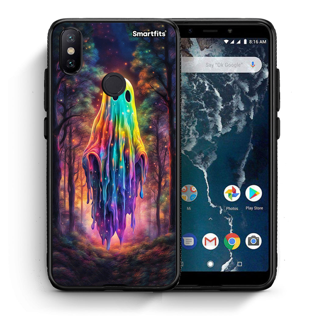 Θήκη Xiaomi Mi A2 Halloween Ghost από τη Smartfits με σχέδιο στο πίσω μέρος και μαύρο περίβλημα | Xiaomi Mi A2 Halloween Ghost case with colorful back and black bezels