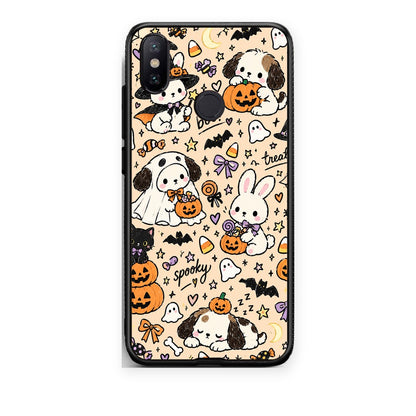 Θήκη Xiaomi Mi A2 Halloween Puppies and Friends on Cream από τη Smartfits με σχέδιο στο πίσω μέρος και μαύρο περίβλημα | Xiaomi Mi A2 Halloween Puppies and Friends on Cream case with colorful back and black bezels