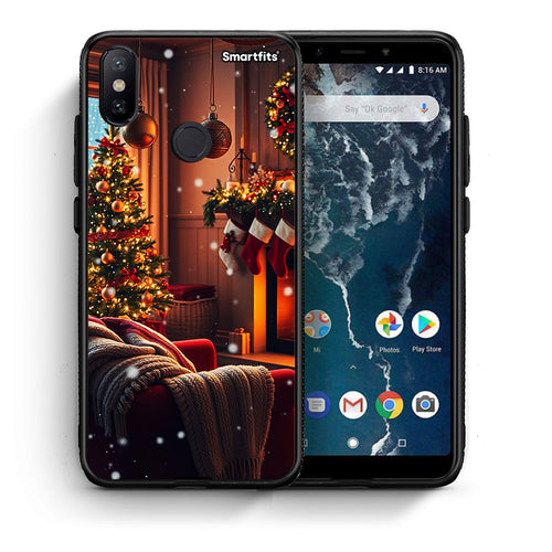 Θήκη Xiaomi Mi A2 Home For Christmas από τη Smartfits με σχέδιο στο πίσω μέρος και μαύρο περίβλημα | Xiaomi Mi A2 Home For Christmas case with colorful back and black bezels