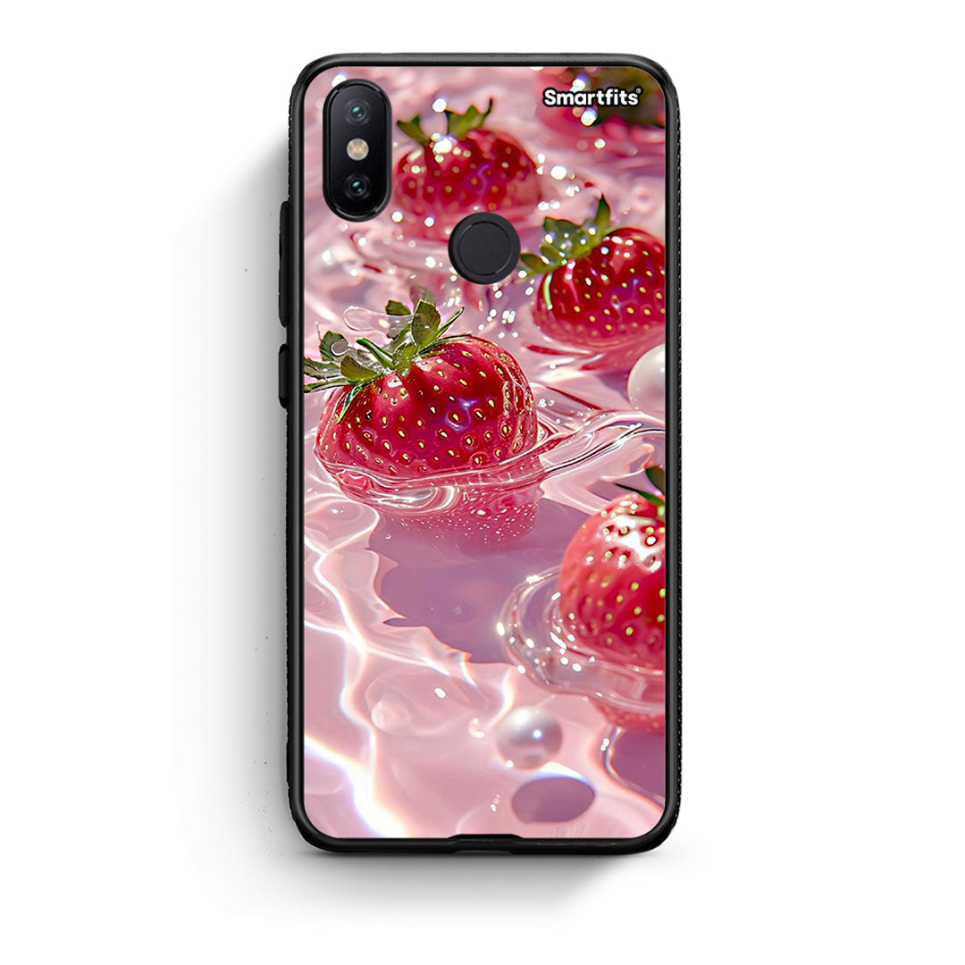 Xiaomi Mi A2 Juicy Strawberries θήκη από τη Smartfits με σχέδιο στο πίσω μέρος και μαύρο περίβλημα | Smartphone case with colorful back and black bezels by Smartfits