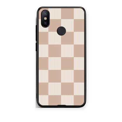 Θήκη Xiaomi Mi A2 Latte and Cream Striped Checks από τη Smartfits με σχέδιο στο πίσω μέρος και μαύρο περίβλημα | Xiaomi Mi A2 Latte and Cream Striped Checks case with colorful back and black bezels