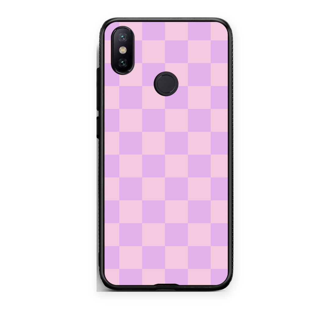 Θήκη Xiaomi Mi A2 Lavender and Pink Checkerboard από τη Smartfits με σχέδιο στο πίσω μέρος και μαύρο περίβλημα | Xiaomi Mi A2 Lavender and Pink Checkerboard case with colorful back and black bezels