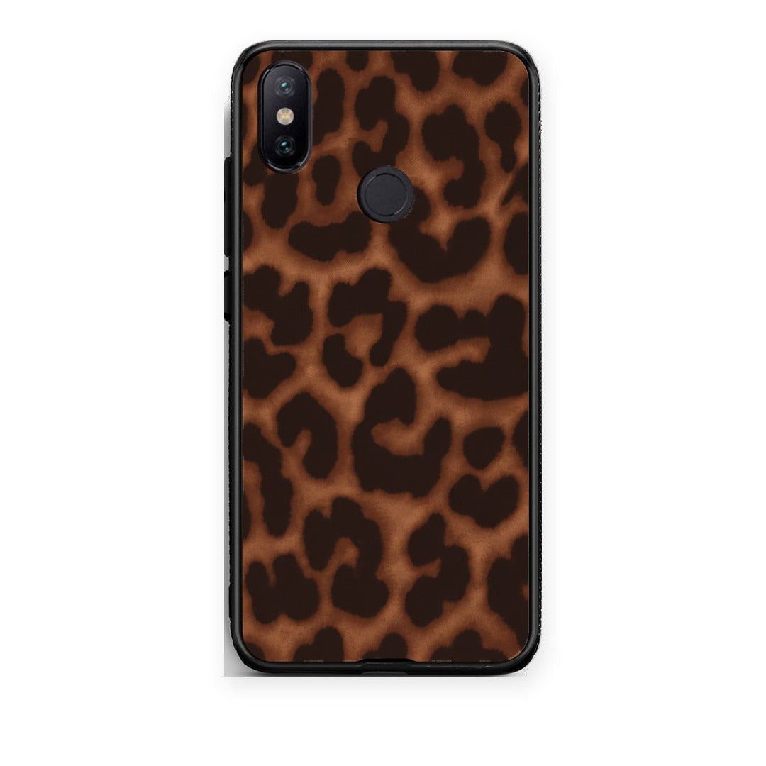 Θήκη Xiaomi Mi A2 Leopard Print Dark Brown από τη Smartfits με σχέδιο στο πίσω μέρος και μαύρο περίβλημα | Xiaomi Mi A2 Leopard Print Dark Brown case with colorful back and black bezels