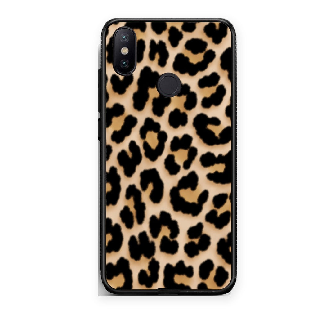 Θήκη Xiaomi Mi A2 Leopard Print Tan Small από τη Smartfits με σχέδιο στο πίσω μέρος και μαύρο περίβλημα | Xiaomi Mi A2 Leopard Print Tan Small case with colorful back and black bezels