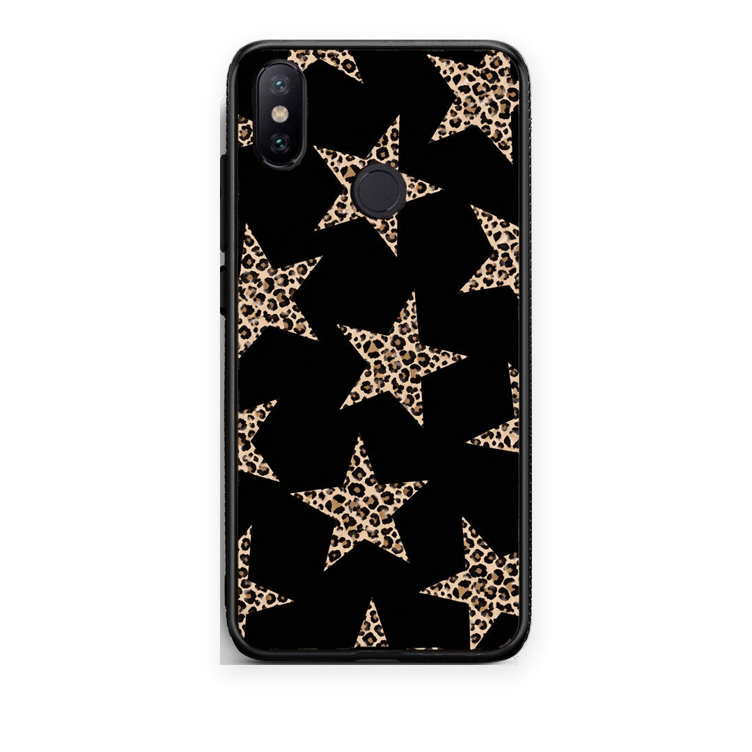 Θήκη Xiaomi Mi A2 Leopard Stars on Black από τη Smartfits με σχέδιο στο πίσω μέρος και μαύρο περίβλημα | Xiaomi Mi A2 Leopard Stars on Black case with colorful back and black bezels