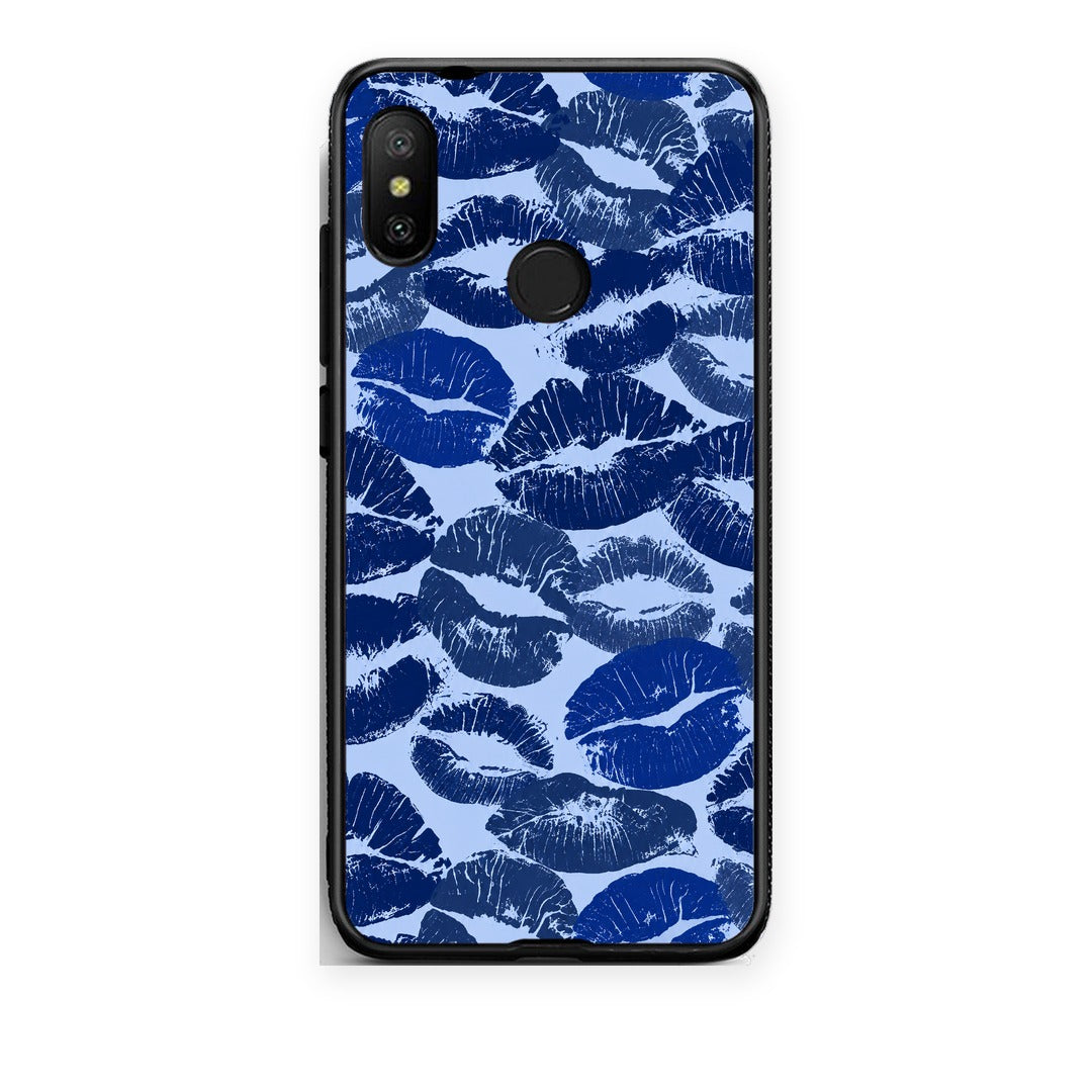 Θήκη Xiaomi Mi A2 Lite Blue Lipstick Kisses από τη Smartfits με σχέδιο στο πίσω μέρος και μαύρο περίβλημα | Xiaomi Mi A2 Lite Blue Lipstick Kisses case with colorful back and black bezels