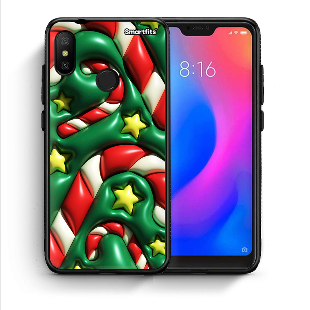 Θήκη Xiaomi Mi A2 Lite Christmas Bubbles από τη Smartfits με σχέδιο στο πίσω μέρος και μαύρο περίβλημα | Xiaomi Mi A2 Lite Christmas Bubbles case with colorful back and black bezels