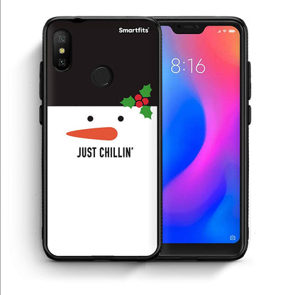 Θήκη Xiaomi Mi A2 Lite Christmas Chillin από τη Smartfits με σχέδιο στο πίσω μέρος και μαύρο περίβλημα | Xiaomi Mi A2 Lite Christmas Chillin case with colorful back and black bezels