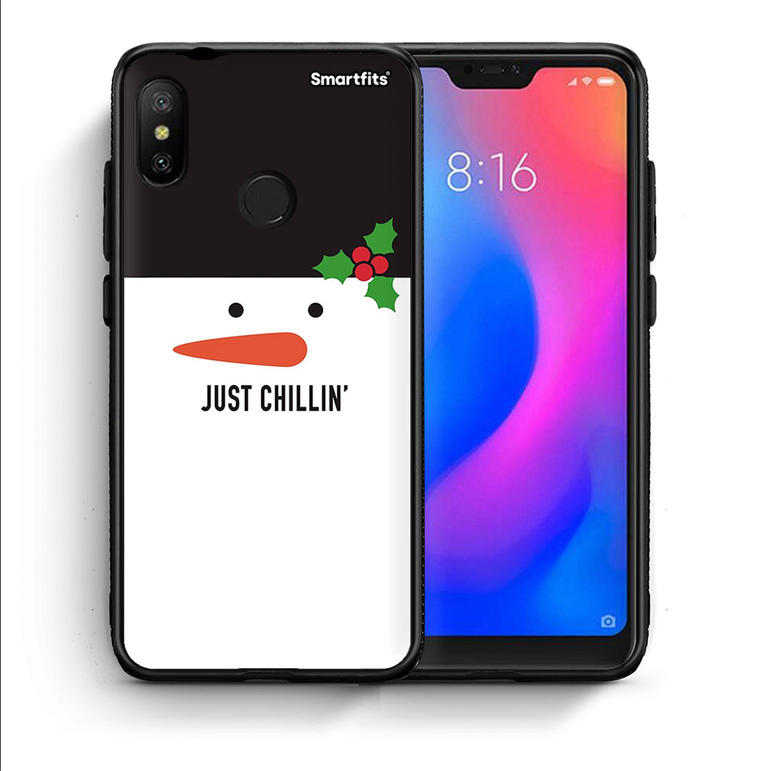 Θήκη Xiaomi Mi A2 Lite Christmas Chillin από τη Smartfits με σχέδιο στο πίσω μέρος και μαύρο περίβλημα | Xiaomi Mi A2 Lite Christmas Chillin case with colorful back and black bezels