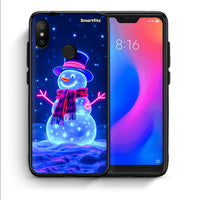 Thumbnail for Θήκη Xiaomi Mi A2 Lite Christmas Neon Snowman από τη Smartfits με σχέδιο στο πίσω μέρος και μαύρο περίβλημα | Xiaomi Mi A2 Lite Christmas Neon Snowman case with colorful back and black bezels