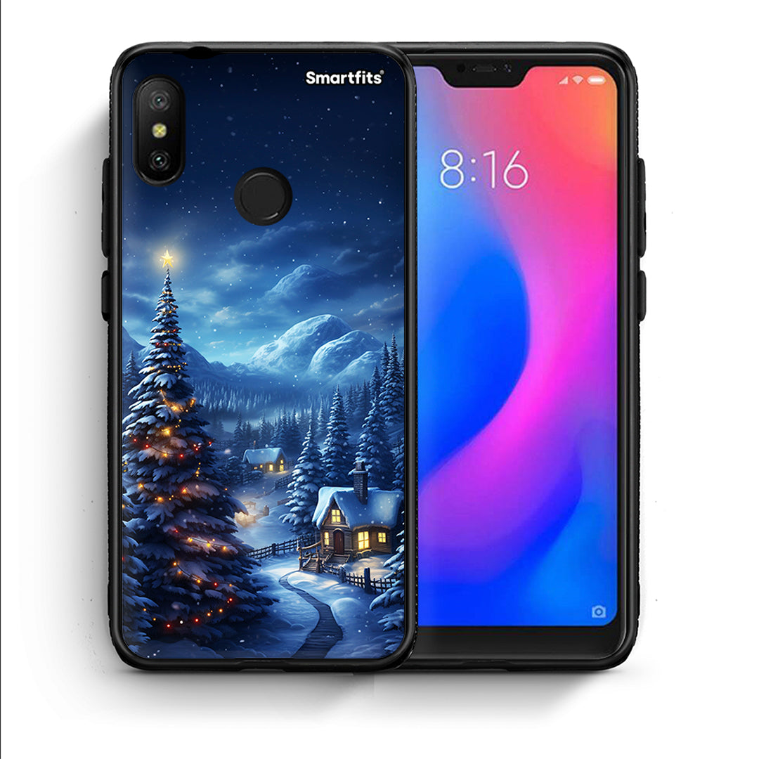 Θήκη Xiaomi Mi A2 Lite Christmas Scenery από τη Smartfits με σχέδιο στο πίσω μέρος και μαύρο περίβλημα | Xiaomi Mi A2 Lite Christmas Scenery case with colorful back and black bezels