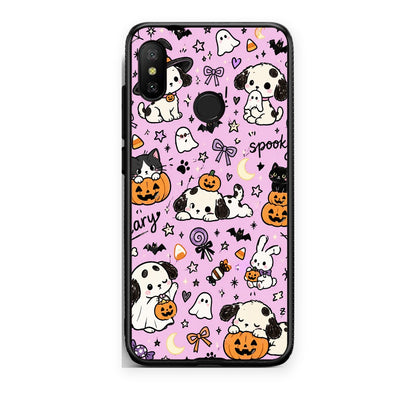 Θήκη Xiaomi Mi A2 Lite Halloween Puppies and Friends on Lilac από τη Smartfits με σχέδιο στο πίσω μέρος και μαύρο περίβλημα | Xiaomi Mi A2 Lite Halloween Puppies and Friends on Lilac case with colorful back and black bezels