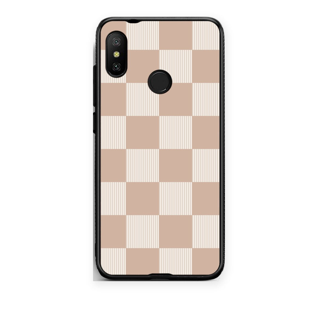 Θήκη Xiaomi Mi A2 Lite Latte and Cream Striped Checks από τη Smartfits με σχέδιο στο πίσω μέρος και μαύρο περίβλημα | Xiaomi Mi A2 Lite Latte and Cream Striped Checks case with colorful back and black bezels