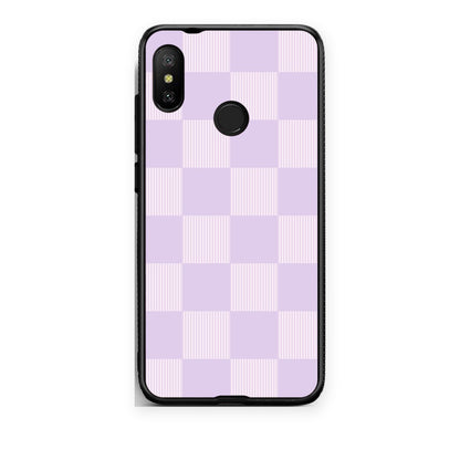 Θήκη Xiaomi Mi A2 Lite Lilac and Cream Striped Checks από τη Smartfits με σχέδιο στο πίσω μέρος και μαύρο περίβλημα | Xiaomi Mi A2 Lite Lilac and Cream Striped Checks case with colorful back and black bezels