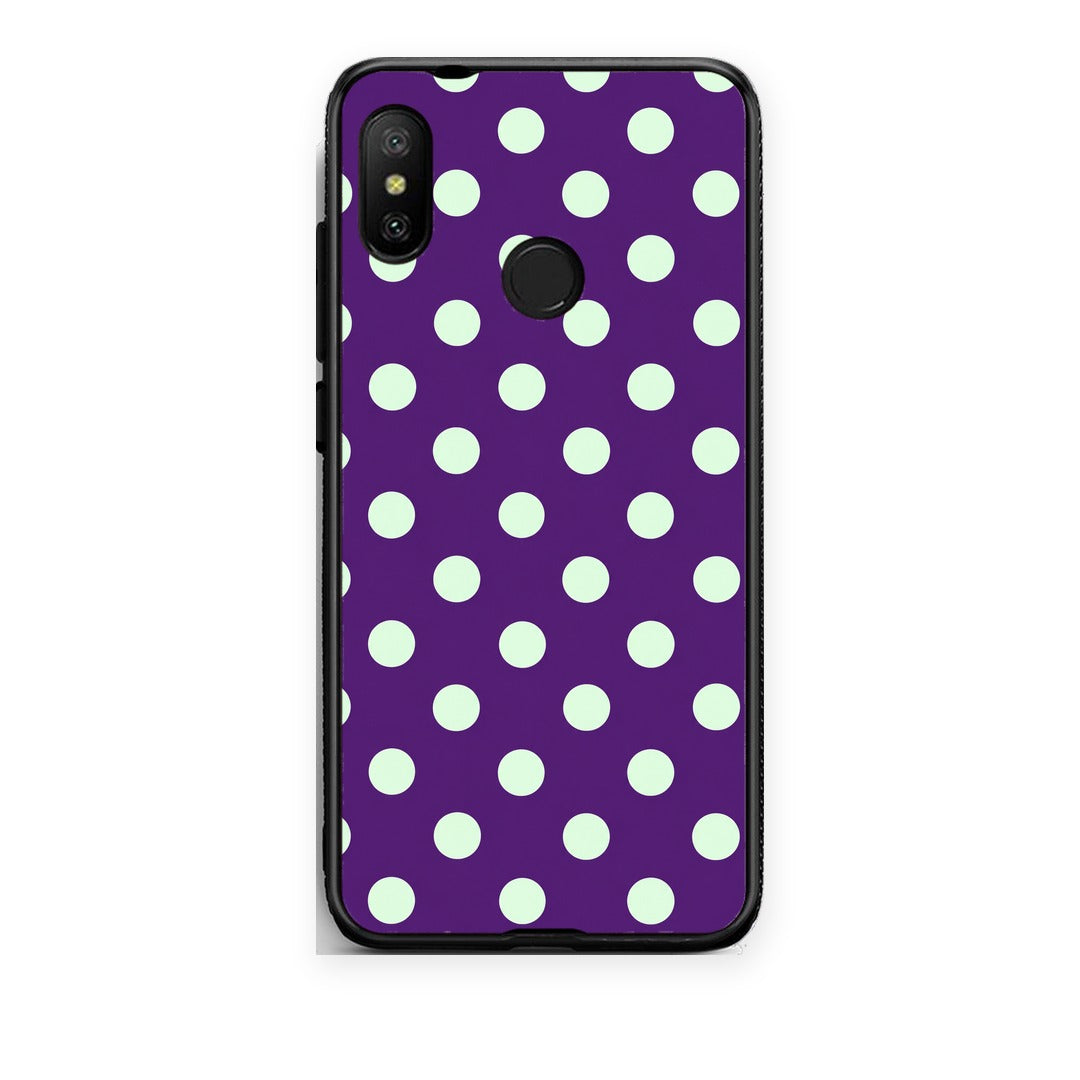 Θήκη Xiaomi Mi A2 Lite Mint Polka Dots on Purple από τη Smartfits με σχέδιο στο πίσω μέρος και μαύρο περίβλημα | Xiaomi Mi A2 Lite Mint Polka Dots on Purple case with colorful back and black bezels