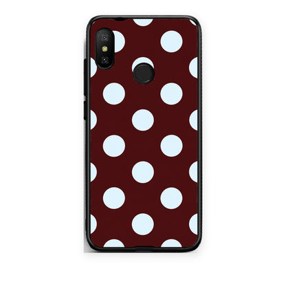 Θήκη Xiaomi Mi A2 Lite Pale Blue Large Polka Dots on Burgundy από τη Smartfits με σχέδιο στο πίσω μέρος και μαύρο περίβλημα | Xiaomi Mi A2 Lite Pale Blue Large Polka Dots on Burgundy case with colorful back and black bezels