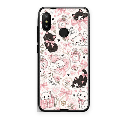 Θήκη Xiaomi Mi A2 Lite Pink Bows and Kittens Collage από τη Smartfits με σχέδιο στο πίσω μέρος και μαύρο περίβλημα | Xiaomi Mi A2 Lite Pink Bows and Kittens Collage case with colorful back and black bezels