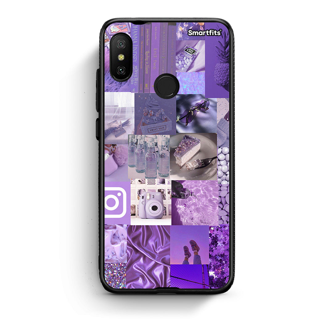 Xiaomi Mi A2 Lite Purple Aesthetic Collage θήκη από τη Smartfits με σχέδιο στο πίσω μέρος και μαύρο περίβλημα | Smartphone case with colorful back and black bezels by Smartfits