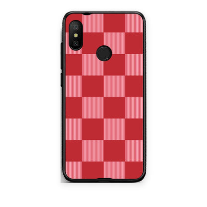 Θήκη Xiaomi Mi A2 Lite Red and Pink Striped Checks από τη Smartfits με σχέδιο στο πίσω μέρος και μαύρο περίβλημα | Xiaomi Mi A2 Lite Red and Pink Striped Checks case with colorful back and black bezels