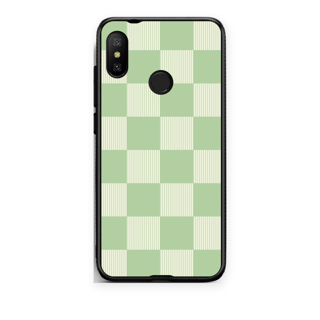 Θήκη Xiaomi Mi A2 Lite Sage and Cream Striped Checks από τη Smartfits με σχέδιο στο πίσω μέρος και μαύρο περίβλημα | Xiaomi Mi A2 Lite Sage and Cream Striped Checks case with colorful back and black bezels