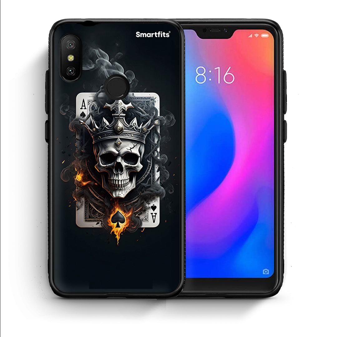 Θήκη Xiaomi Mi A2 Lite Skull King Ace από τη Smartfits με σχέδιο στο πίσω μέρος και μαύρο περίβλημα | Xiaomi Mi A2 Lite Skull King Ace case with colorful back and black bezels