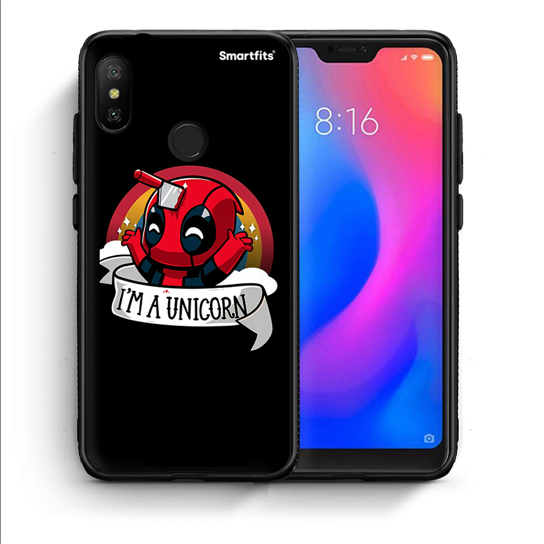 Θήκη Xiaomi Mi A2 Lite Unicorn Deadpool από τη Smartfits με σχέδιο στο πίσω μέρος και μαύρο περίβλημα | Xiaomi Mi A2 Lite Unicorn Deadpool case with colorful back and black bezels