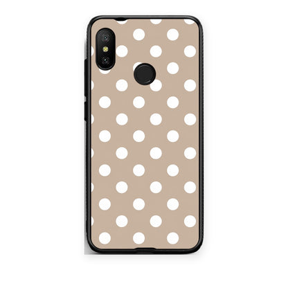 Θήκη Xiaomi Mi A2 Lite White Polka Dots on Taupe από τη Smartfits με σχέδιο στο πίσω μέρος και μαύρο περίβλημα | Xiaomi Mi A2 Lite White Polka Dots on Taupe case with colorful back and black bezels
