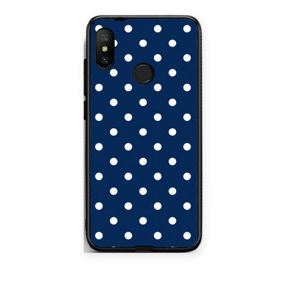 Θήκη Xiaomi Mi A2 Lite White Small Polka Dots on Navy από τη Smartfits με σχέδιο στο πίσω μέρος και μαύρο περίβλημα | Xiaomi Mi A2 Lite White Small Polka Dots on Navy case with colorful back and black bezels