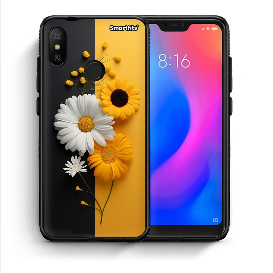 Θήκη Xiaomi Mi A2 Lite Yellow Daisies από τη Smartfits με σχέδιο στο πίσω μέρος και μαύρο περίβλημα | Xiaomi Mi A2 Lite Yellow Daisies case with colorful back and black bezels