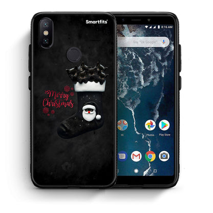 Θήκη Xiaomi Mi A2 Merry Cat Christmas από τη Smartfits με σχέδιο στο πίσω μέρος και μαύρο περίβλημα | Xiaomi Mi A2 Merry Cat Christmas case with colorful back and black bezels