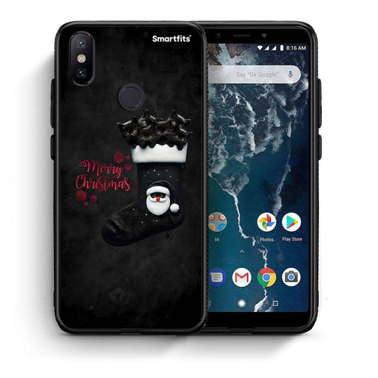Θήκη Xiaomi Mi A2 Merry Cat Christmas από τη Smartfits με σχέδιο στο πίσω μέρος και μαύρο περίβλημα | Xiaomi Mi A2 Merry Cat Christmas case with colorful back and black bezels
