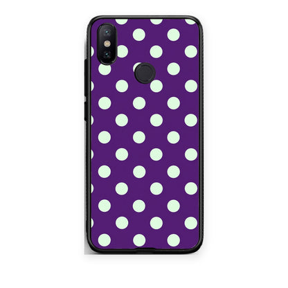 Θήκη Xiaomi Mi A2 Mint Polka Dots on Purple από τη Smartfits με σχέδιο στο πίσω μέρος και μαύρο περίβλημα | Xiaomi Mi A2 Mint Polka Dots on Purple case with colorful back and black bezels