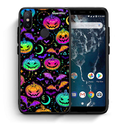 Θήκη Xiaomi Mi A2 Neon Halloween από τη Smartfits με σχέδιο στο πίσω μέρος και μαύρο περίβλημα | Xiaomi Mi A2 Neon Halloween case with colorful back and black bezels
