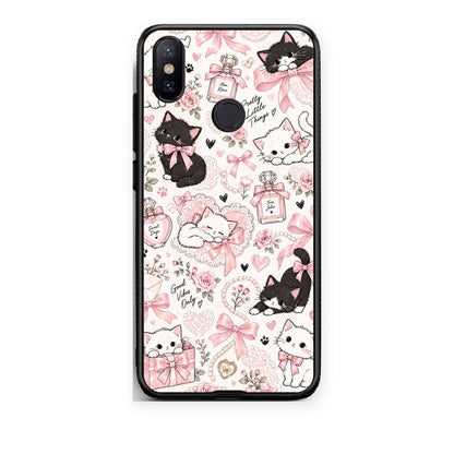 Θήκη Xiaomi Mi A2 Pink Bows and Kittens Collage από τη Smartfits με σχέδιο στο πίσω μέρος και μαύρο περίβλημα | Xiaomi Mi A2 Pink Bows and Kittens Collage case with colorful back and black bezels