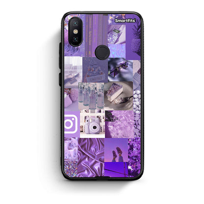 Xiaomi Mi A2 Purple Aesthetic Collage θήκη από τη Smartfits με σχέδιο στο πίσω μέρος και μαύρο περίβλημα | Smartphone case with colorful back and black bezels by Smartfits