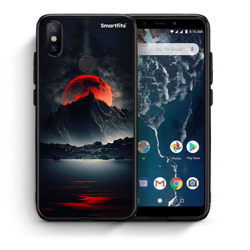 Θήκη Xiaomi Mi A2 Red Full Moon από τη Smartfits με σχέδιο στο πίσω μέρος και μαύρο περίβλημα | Xiaomi Mi A2 Red Full Moon case with colorful back and black bezels