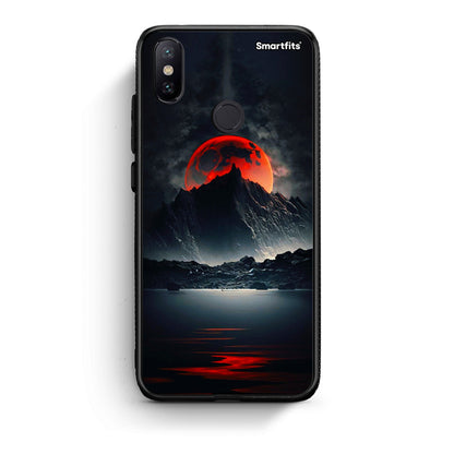 Xiaomi Mi A2 Red Full Moon θήκη από τη Smartfits με σχέδιο στο πίσω μέρος και μαύρο περίβλημα | Smartphone case with colorful back and black bezels by Smartfits