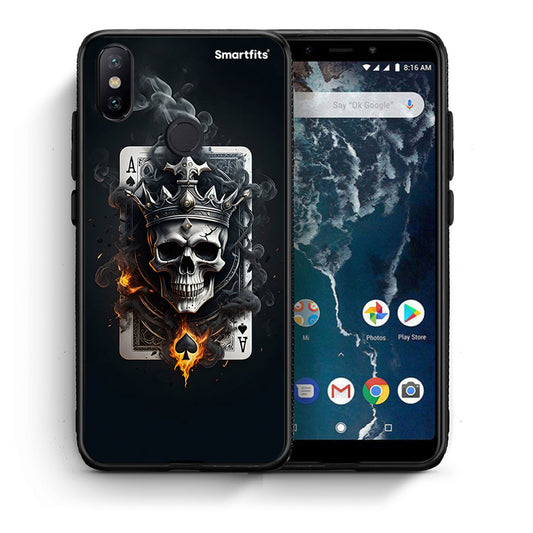 Θήκη Xiaomi Mi A2 Skull King Ace από τη Smartfits με σχέδιο στο πίσω μέρος και μαύρο περίβλημα | Xiaomi Mi A2 Skull King Ace case with colorful back and black bezels
