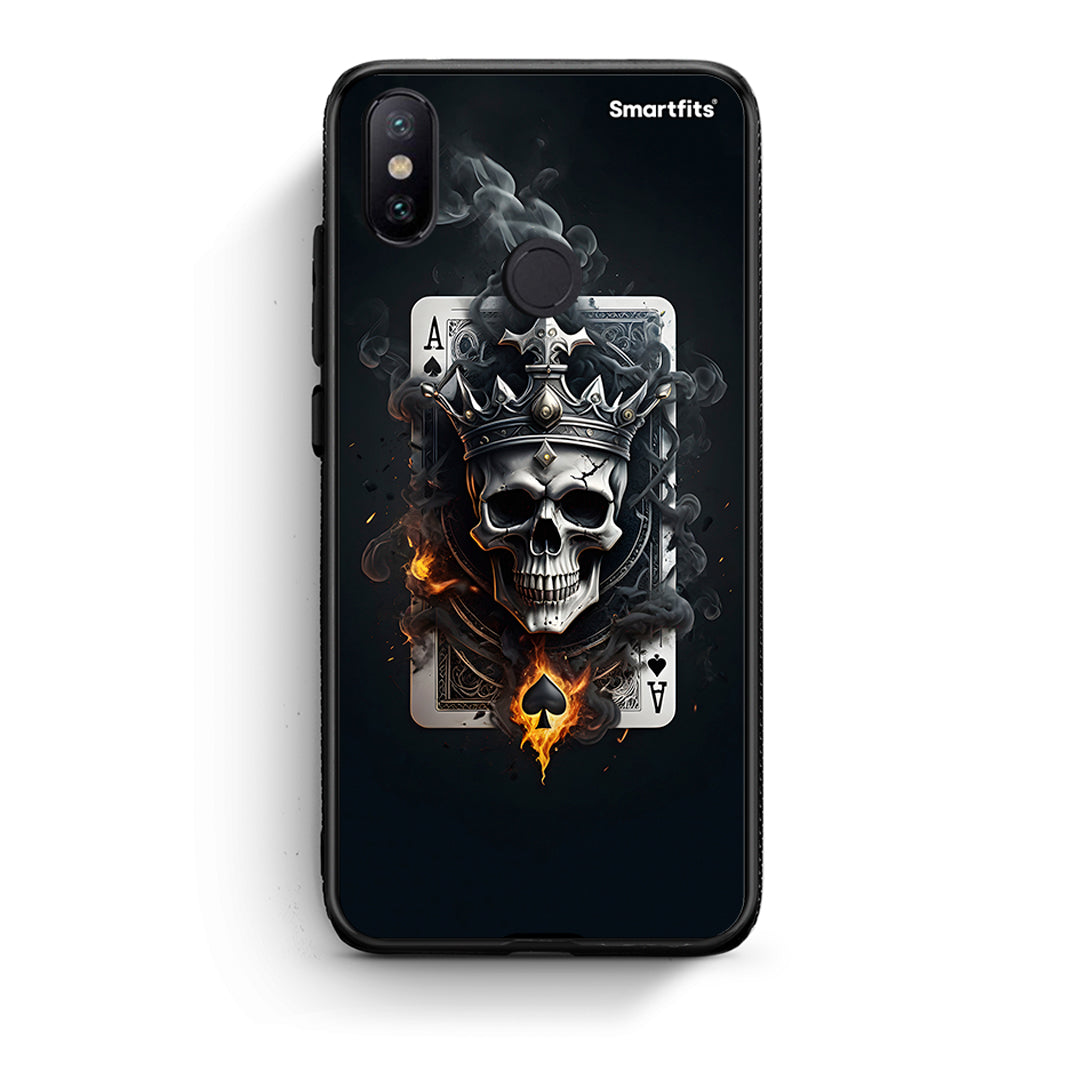 Xiaomi Mi A2 Skull King Ace θήκη από τη Smartfits με σχέδιο στο πίσω μέρος και μαύρο περίβλημα | Smartphone case with colorful back and black bezels by Smartfits
