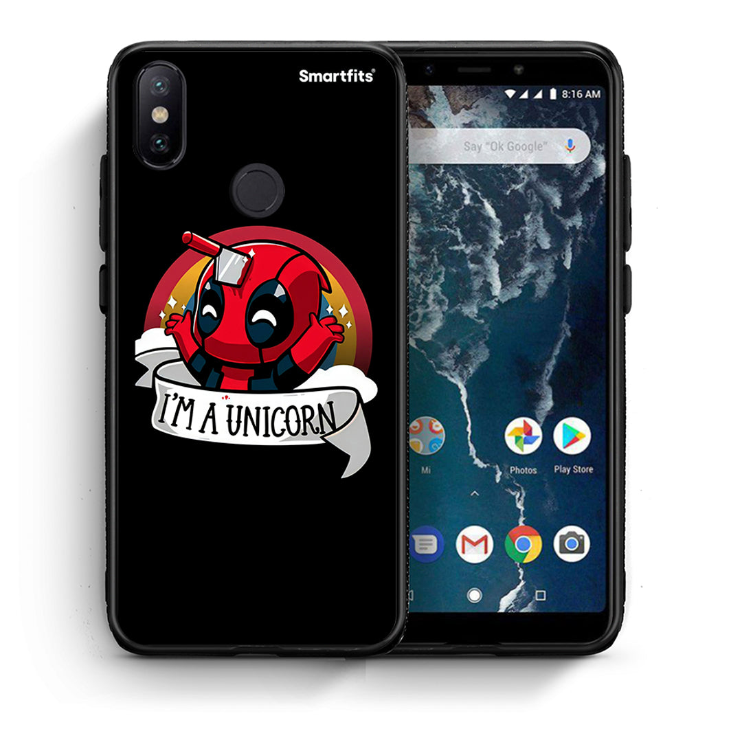 Θήκη Xiaomi Mi A2 Unicorn Deadpool από τη Smartfits με σχέδιο στο πίσω μέρος και μαύρο περίβλημα | Xiaomi Mi A2 Unicorn Deadpool case with colorful back and black bezels
