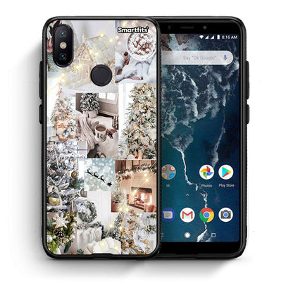 Θήκη Xiaomi Mi A2 White Christmas από τη Smartfits με σχέδιο στο πίσω μέρος και μαύρο περίβλημα | Xiaomi Mi A2 White Christmas case with colorful back and black bezels