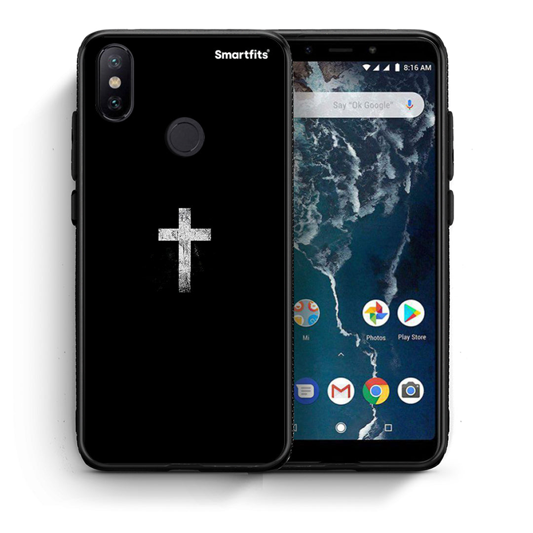 Θήκη Xiaomi Mi A2 White Cross από τη Smartfits με σχέδιο στο πίσω μέρος και μαύρο περίβλημα | Xiaomi Mi A2 White Cross case with colorful back and black bezels
